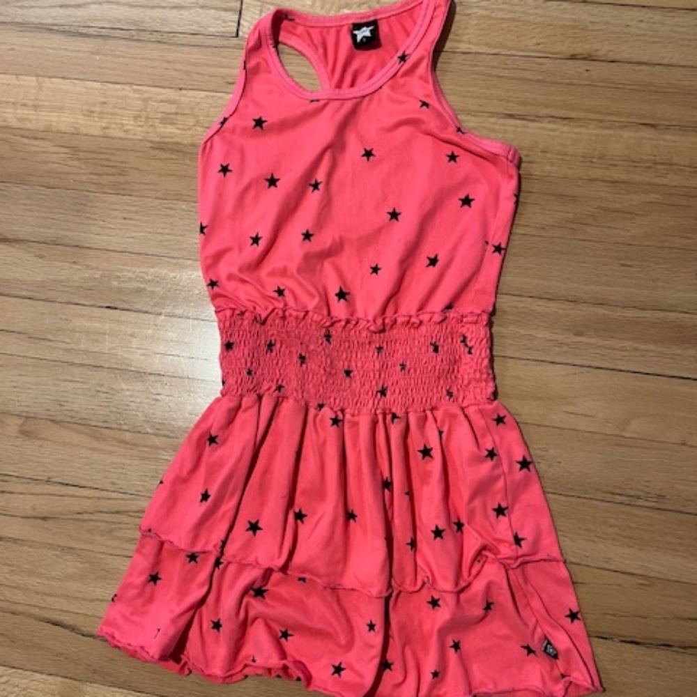 Girls Pixie Lane Pink Coral Star Smocked Dress Size 8
